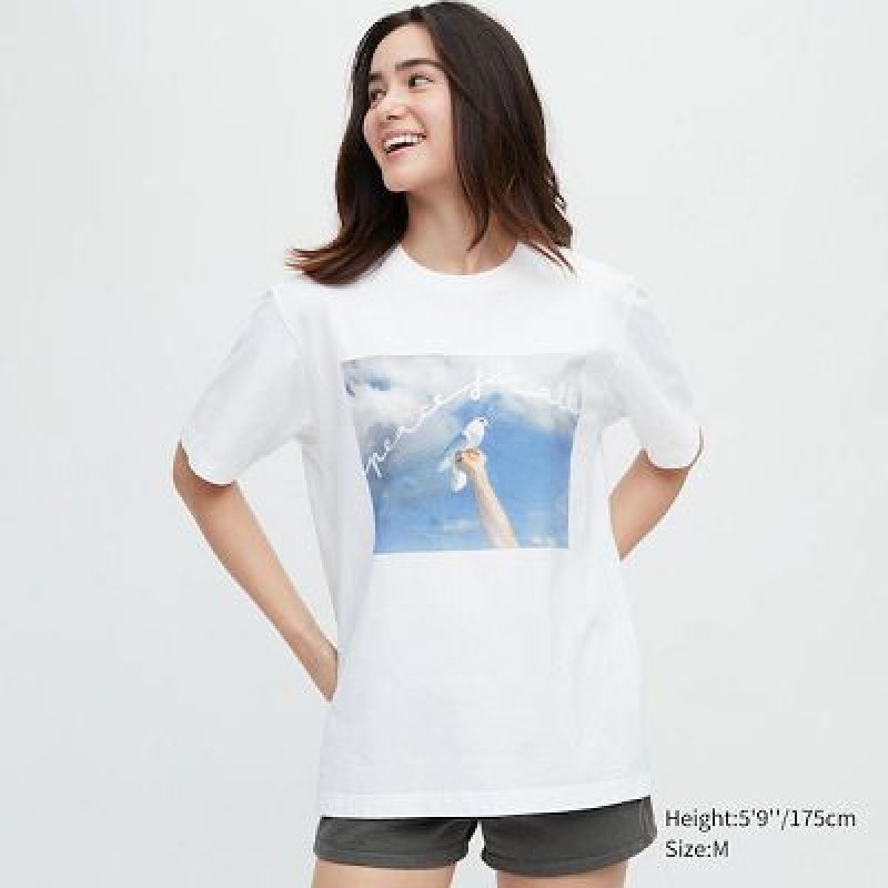 Camiseta Uniqlo PEACE FOR ALL Mujer Blancas | 380257_PE