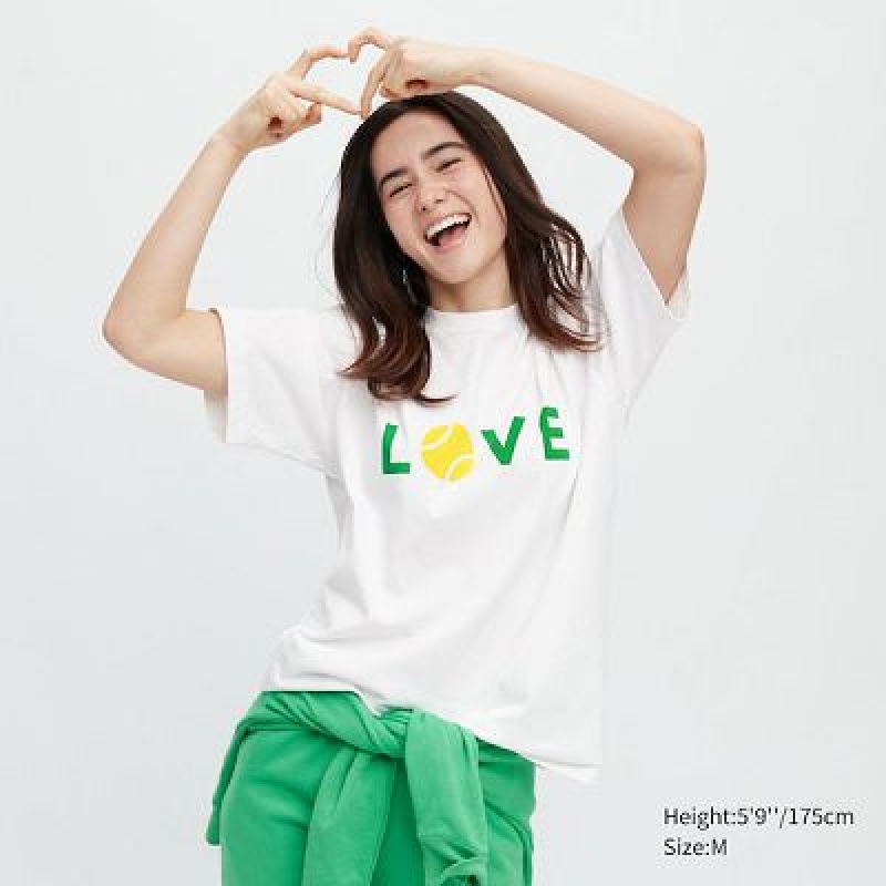 Camiseta Uniqlo PEACE FOR ALL Mujer Blancas | 150876_PE