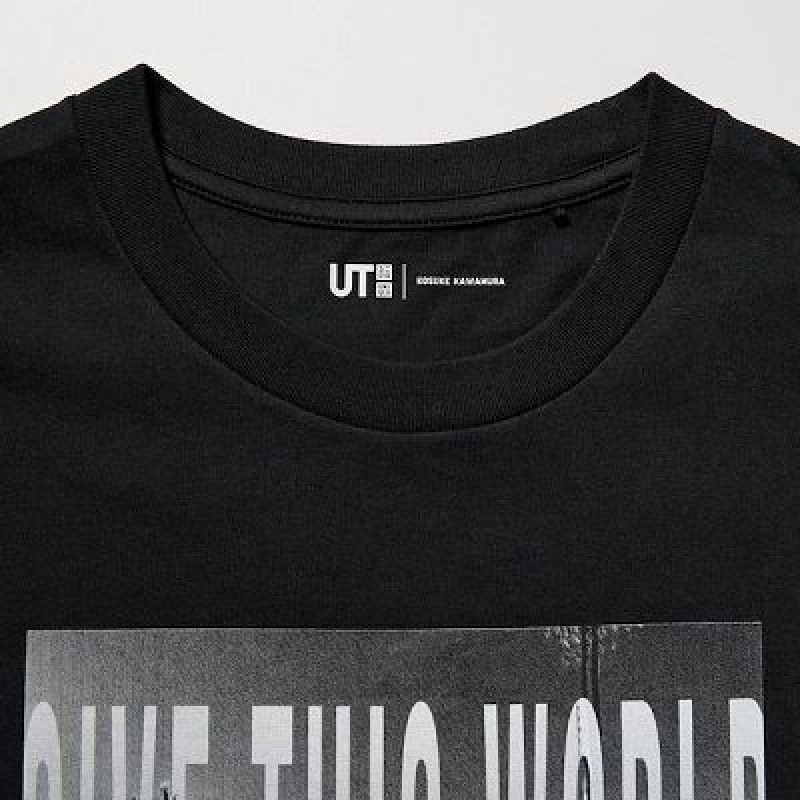 Camiseta Uniqlo PEACE FOR ALL Mujer Negras | 378159_PE