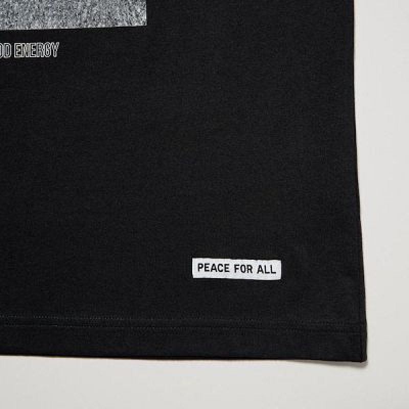 Camiseta Uniqlo PEACE FOR ALL Mujer Negras | 378159_PE