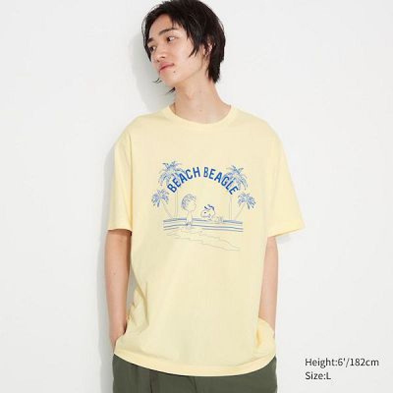 Camiseta Uniqlo Peanuts Hawaii UT Hombre Creme | 156490_PE