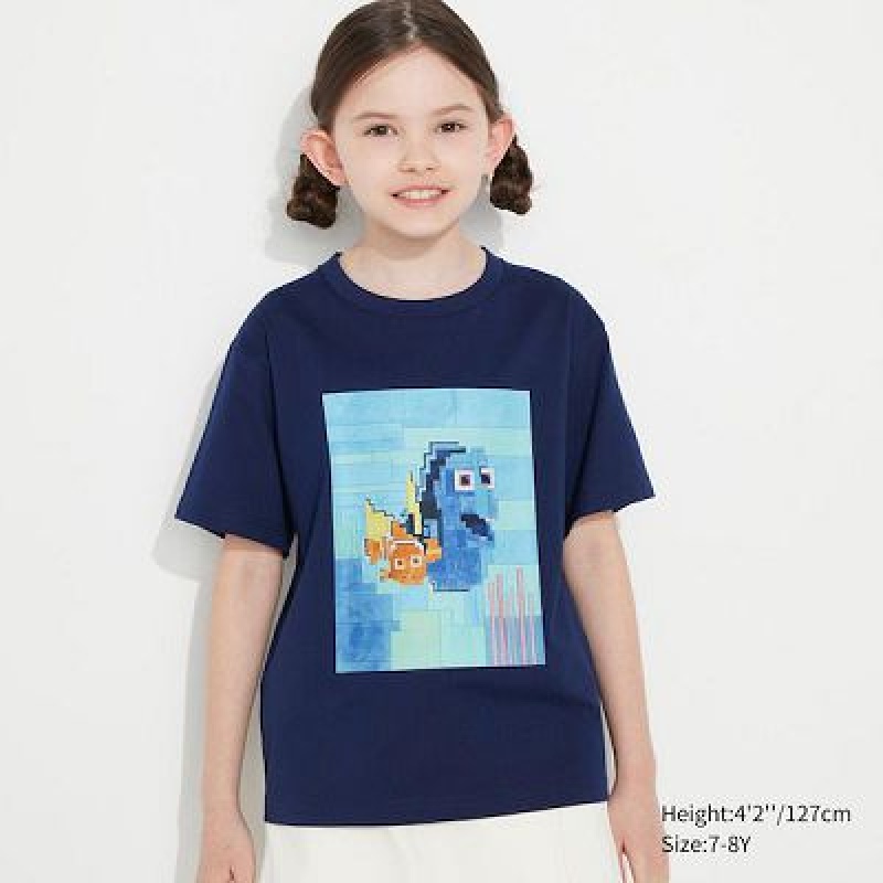 Camiseta Uniqlo Pixar Art UT Niños Azul Marino | 639420_PE