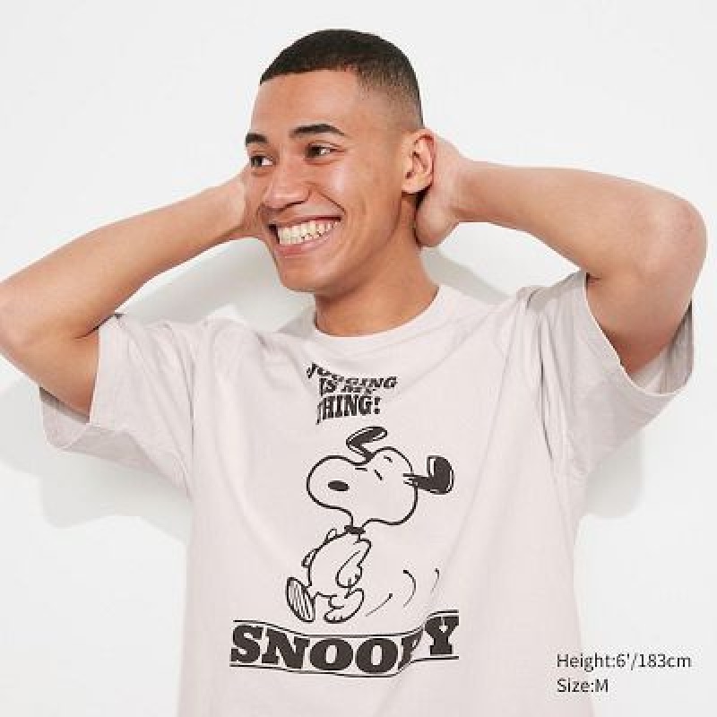 Camiseta Uniqlo Retro Peanuts UT Hombre Blancas | 674903_PE