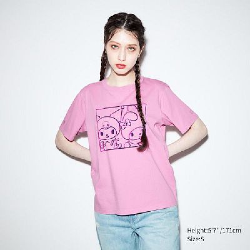 Camiseta Uniqlo Sanrio Characters: Kuromi & My Melody UT Mujer Rosas | 489356_PE