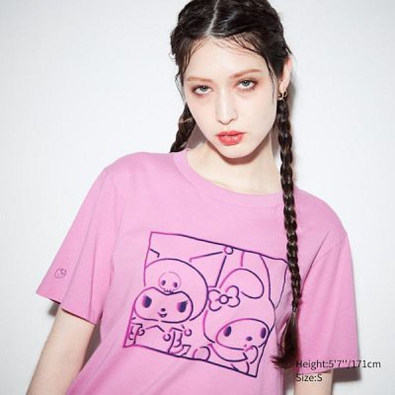 Camiseta Uniqlo Sanrio Characters: Kuromi & My Melody UT Mujer Rosas | 489356_PE