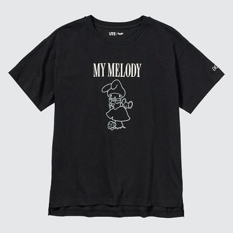 Camiseta Uniqlo Sanrio Characters: Kuromi & My Melody UT Mujer Negras | 265790_PE