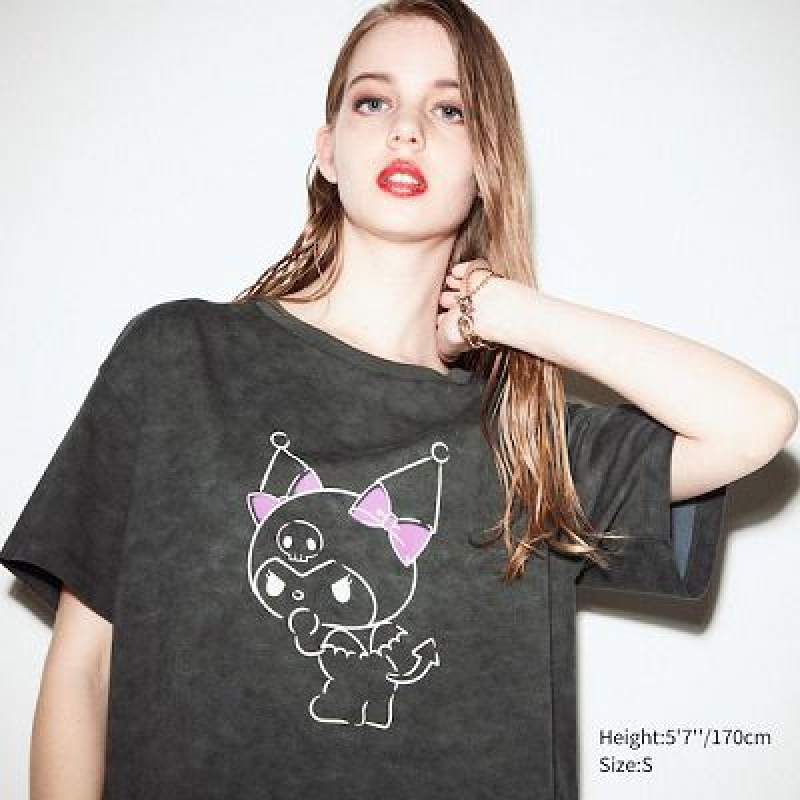 Camiseta Uniqlo Sanrio Characters: Kuromi & My Melody UT Mujer Gris | 458239_PE