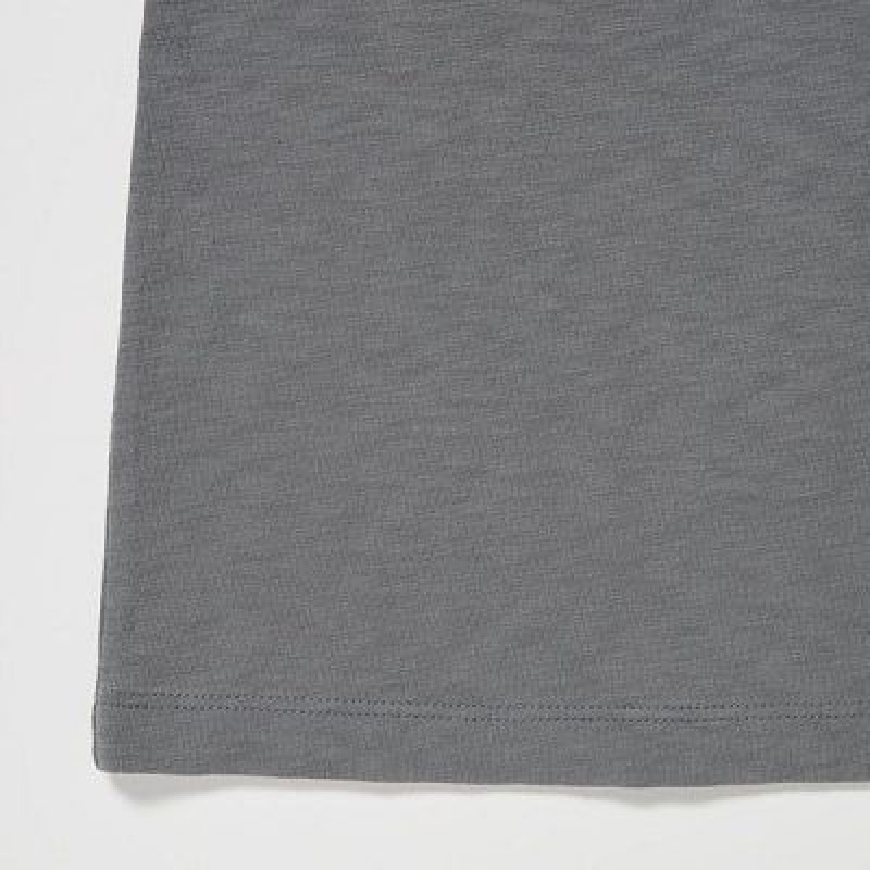 Camiseta Uniqlo Slub Jersey V-Neck Short-Sleeve Mujer Gris | 943215_PE