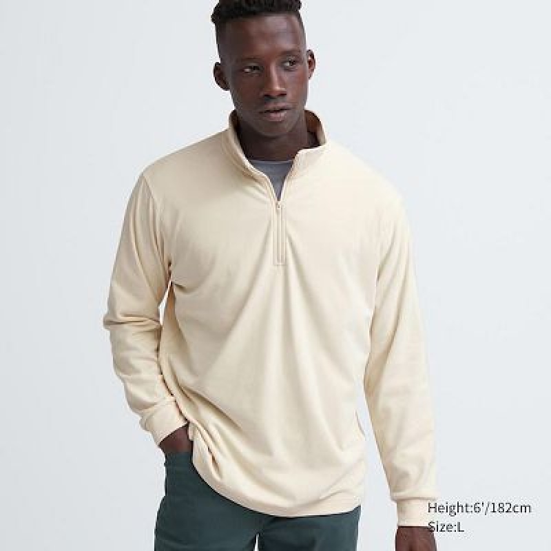 Camiseta Uniqlo Smooth Half-Zip Long-Sleeve Hombre Natural | 280619_PE