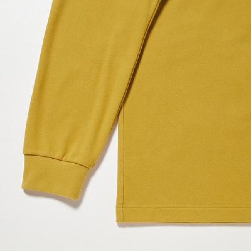 Camiseta Uniqlo Smooth Half-Zip Long-Sleeve Hombre Amarillo | 859607_PE