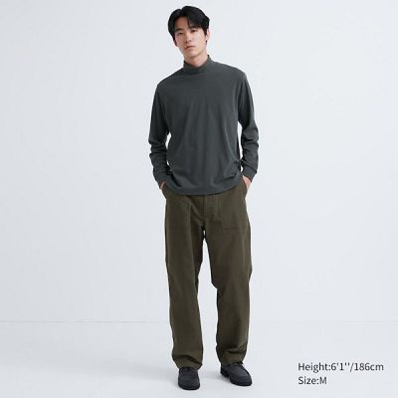 Camiseta Uniqlo Smooth Mock Neck Long-Sleeve Hombre Gris | 84365_PE