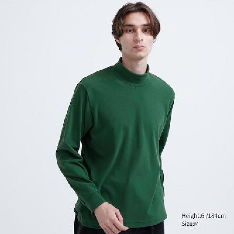 Camiseta Uniqlo Smooth Mock Neck Long-Sleeve Hombre Verde | 253816_PE