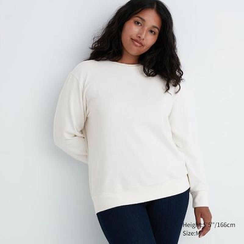 Camiseta Uniqlo Soft De Punto Crew Neck Long-Sleeve Mujer Blancas | 64871_PE