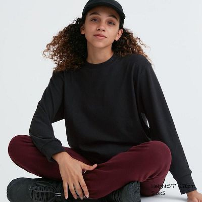 Camiseta Uniqlo Soft De Punto Crew Neck Long-Sleeve Mujer Negras | 847592_PE