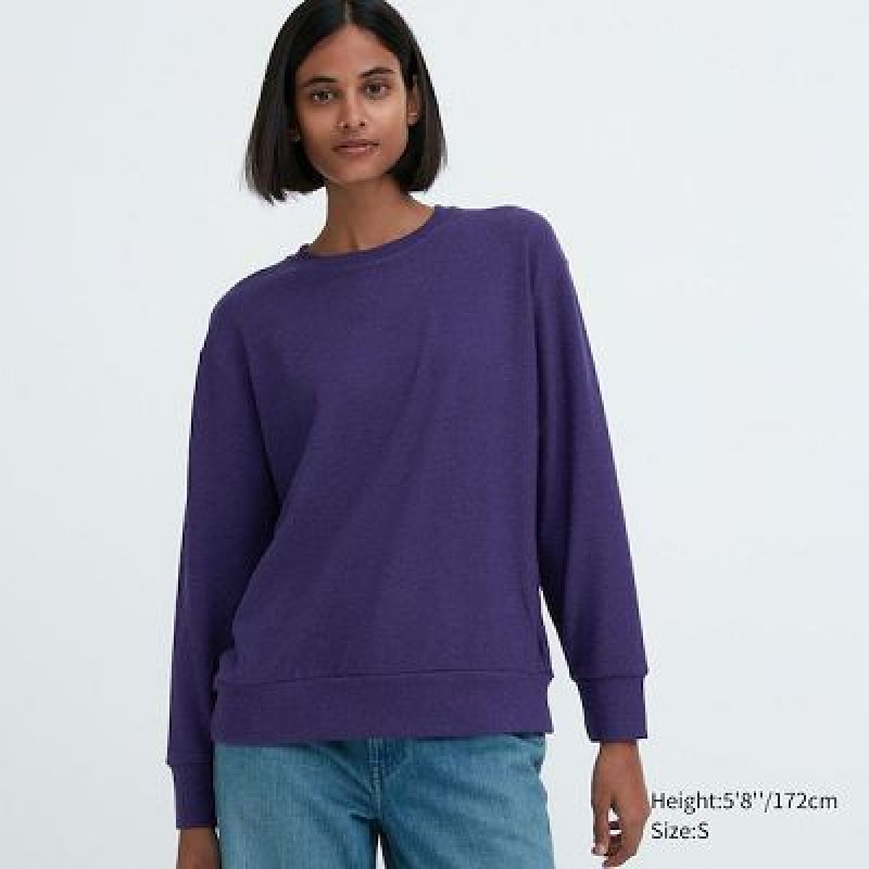 Camiseta Uniqlo Soft De Punto Crew Neck Long-Sleeve Mujer Moradas | 430175_PE