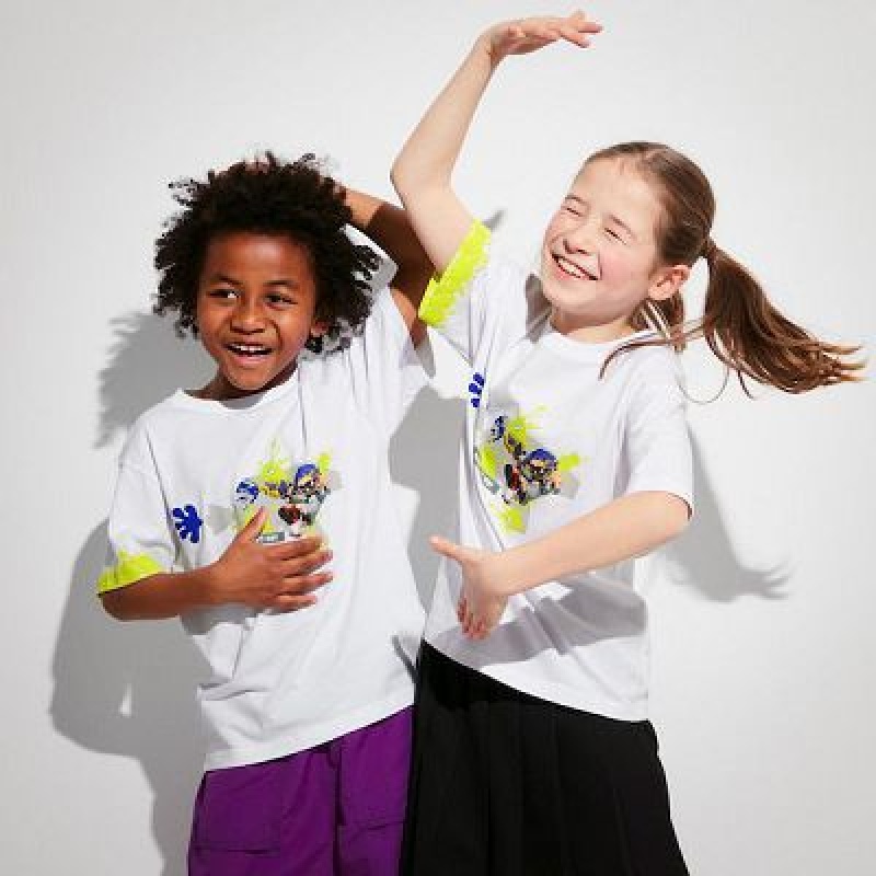 Camiseta Uniqlo Splatoon 3 UT Niños Blancas | 45271_PE