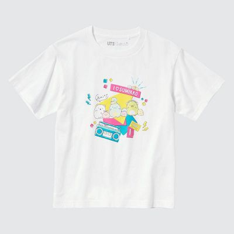 Camiseta Uniqlo Sumikkogurashi UT Niños Blancas | 670892_PE