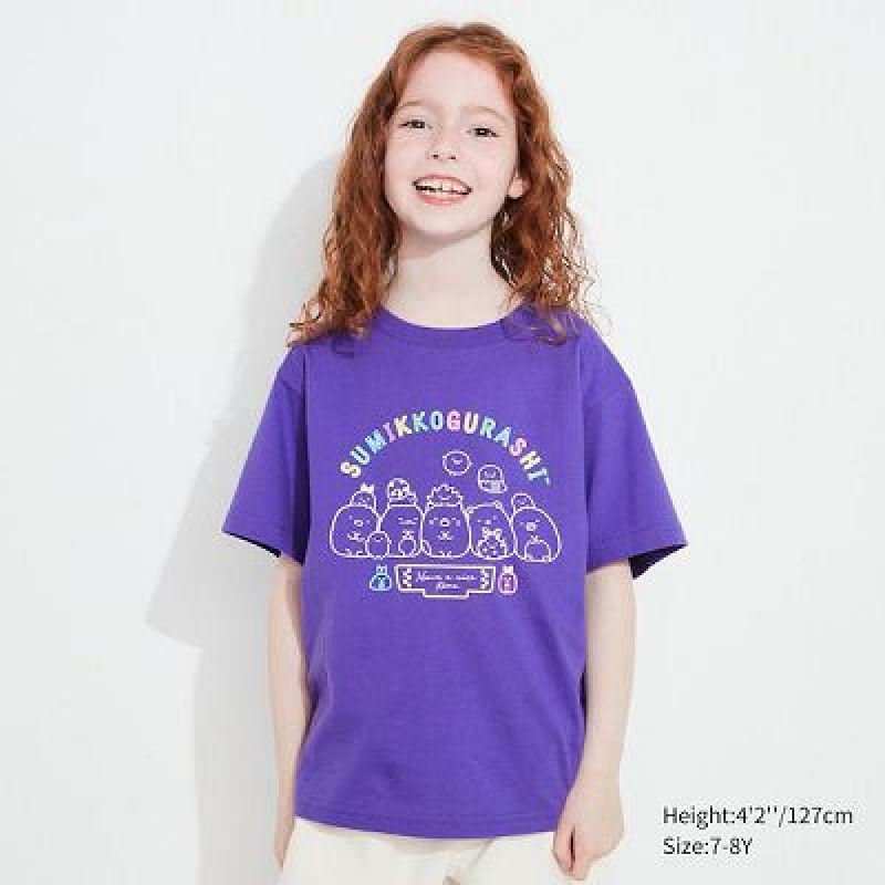 Camiseta Uniqlo Sumikkogurashi UT Niños Moradas | 387490_PE