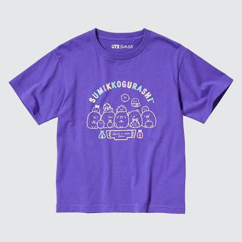 Camiseta Uniqlo Sumikkogurashi UT Niños Moradas | 387490_PE