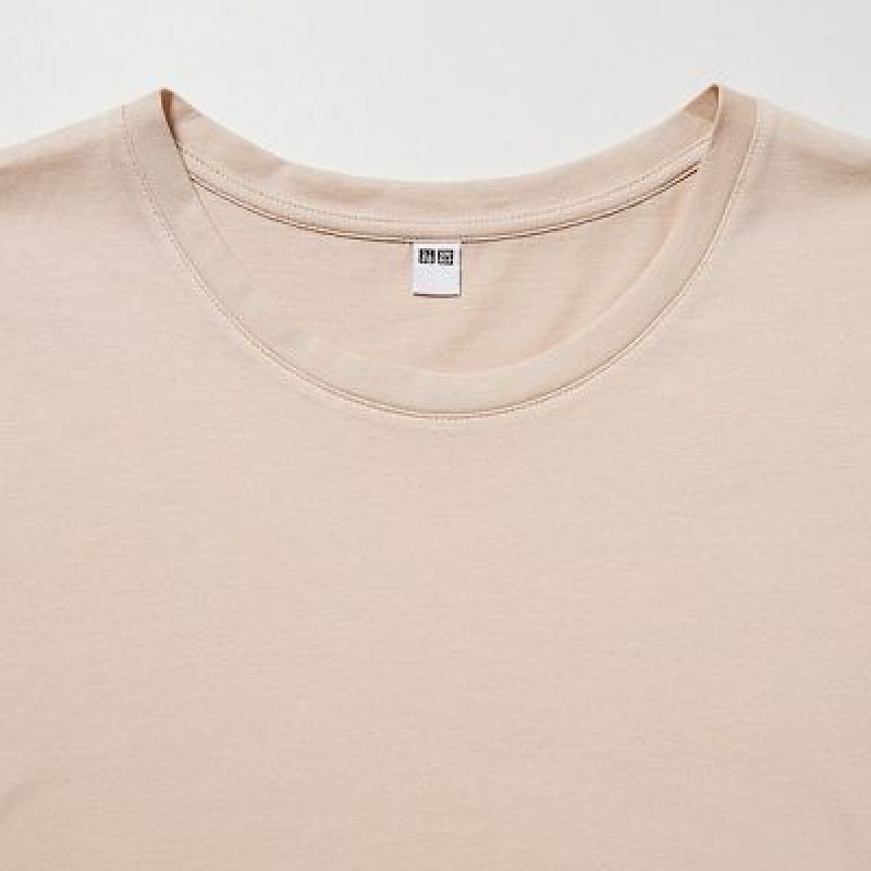 Camiseta Uniqlo Supima® Cotton Crew Neck Short-Sleeve Mujer Natural | 756048_PE