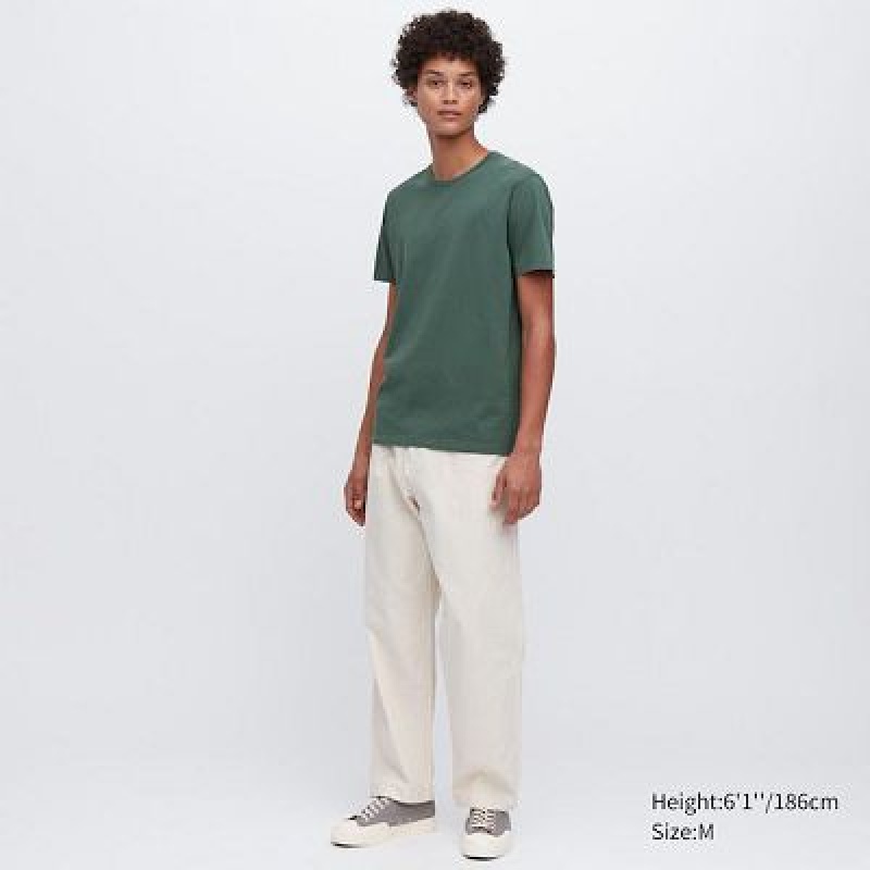 Camiseta Uniqlo Supima® Cotton Crew Neck Short-Sleeve Hombre Blancas | 860247_PE