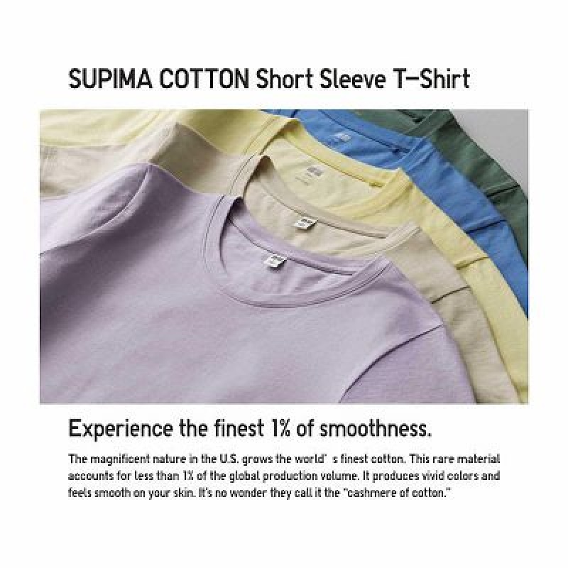 Camiseta Uniqlo Supima® Cotton Crew Neck Short-Sleeve Hombre Blancas | 860247_PE