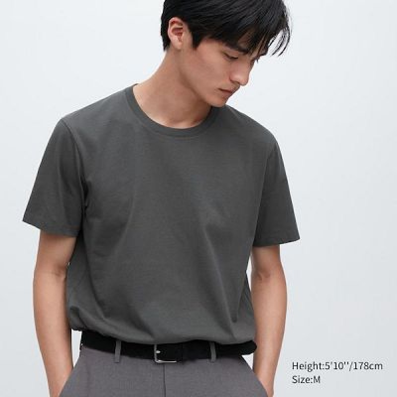 Camiseta Uniqlo Supima® Cotton Crew Neck Short-Sleeve Hombre Gris | 316208_PE