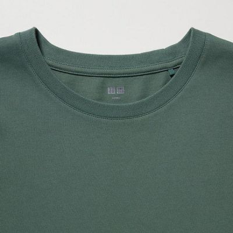 Camiseta Uniqlo Supima® Cotton Crew Neck Short-Sleeve Hombre Verde | 501768_PE