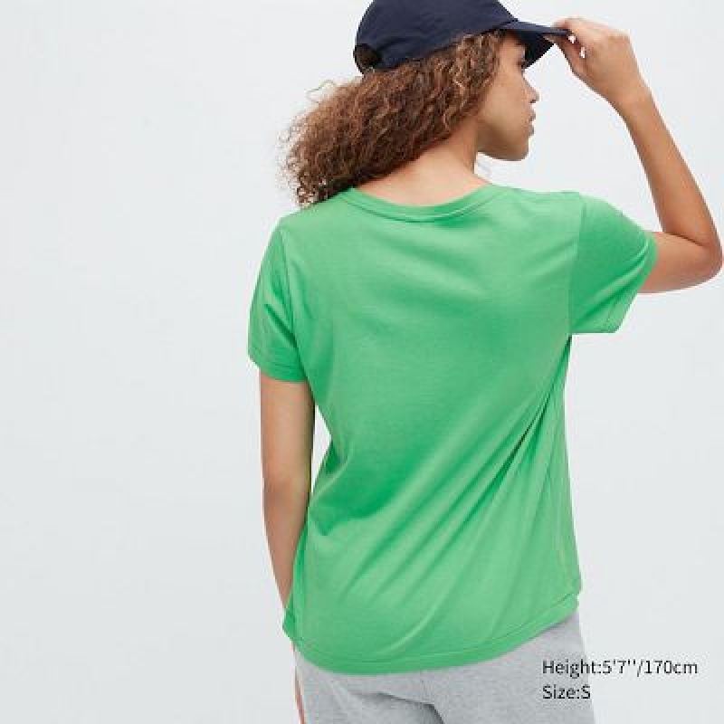 Camiseta Uniqlo Supima® Cotton V-Neck Short-Sleeve Mujer Negras | 236970_PE