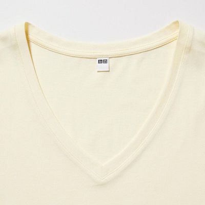 Camiseta Uniqlo Supima® Cotton V-Neck Short-Sleeve Mujer Marrones | 46298_PE