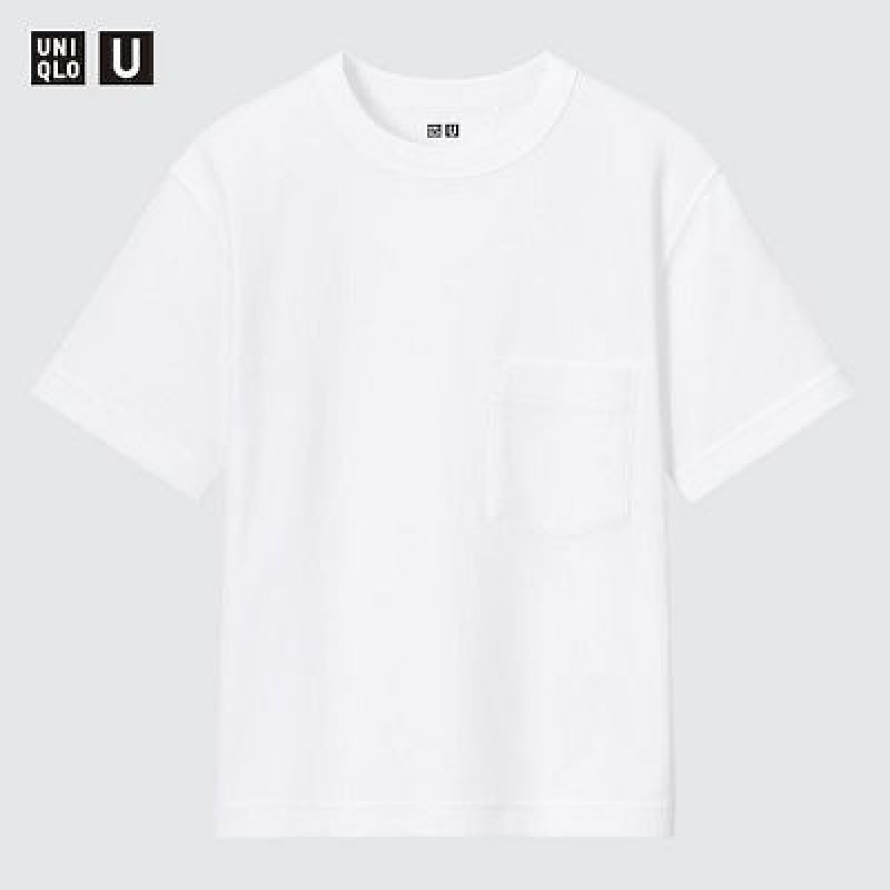 Camiseta Uniqlo U AIRism Cotton Crew Neck Short-Sleeve Niños Blancas | 94827_PE