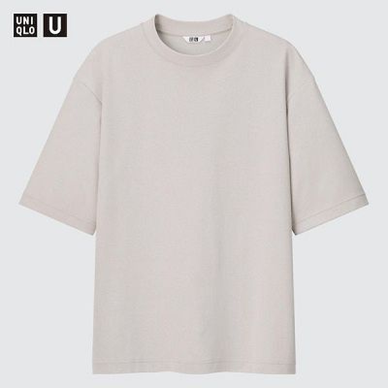 Camiseta Uniqlo U AIRism Cotton Oversized Crew Neck Half-Sleeve Mujer Blancas | 641823_PE