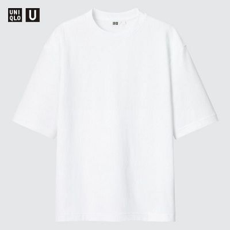 Camiseta Uniqlo U AIRism Cotton Oversized Crew Neck Half-Sleeve Mujer Blancas | 641823_PE