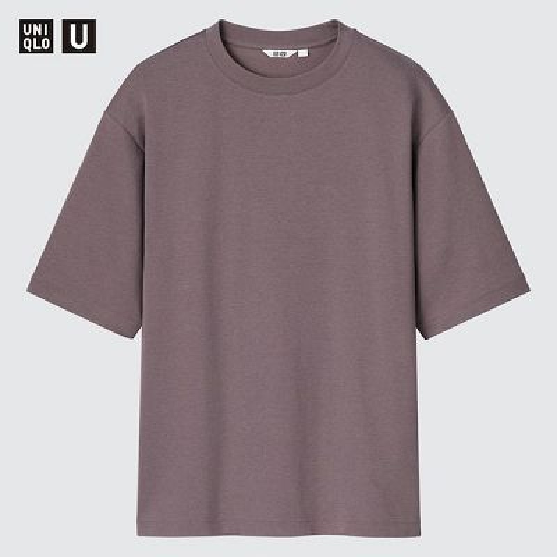 Camiseta Uniqlo U AIRism Cotton Oversized Crew Neck Half-Sleeve Mujer Blancas | 261053_PE