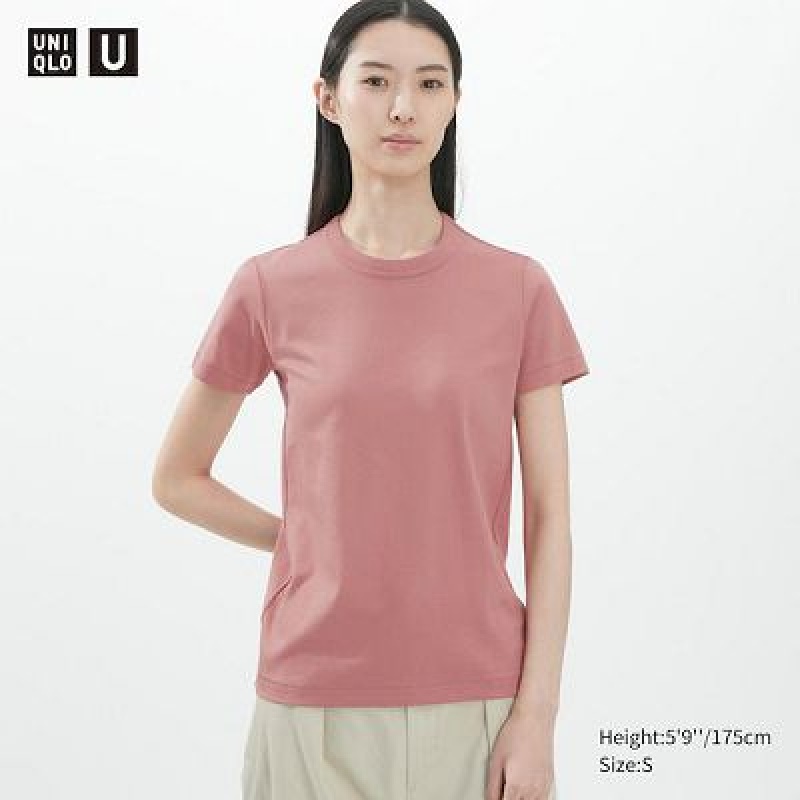 Camiseta Uniqlo U Crew Neck Short-Sleeve Mujer Rosas | 723084_PE