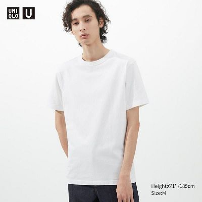 Camiseta Uniqlo U Crew Neck Short-Sleeve Hombre Blancas | 250764_PE