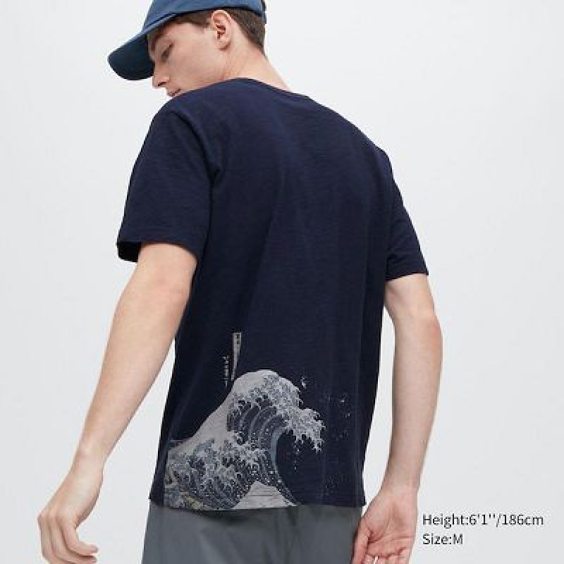 Camiseta Uniqlo Ukiyo-e UT Hombre Azul Marino | 475318_PE