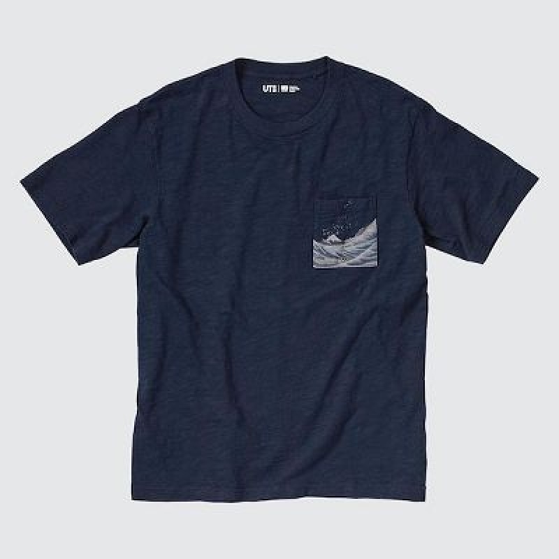 Camiseta Uniqlo Ukiyo-e UT Hombre Azul Marino | 475318_PE