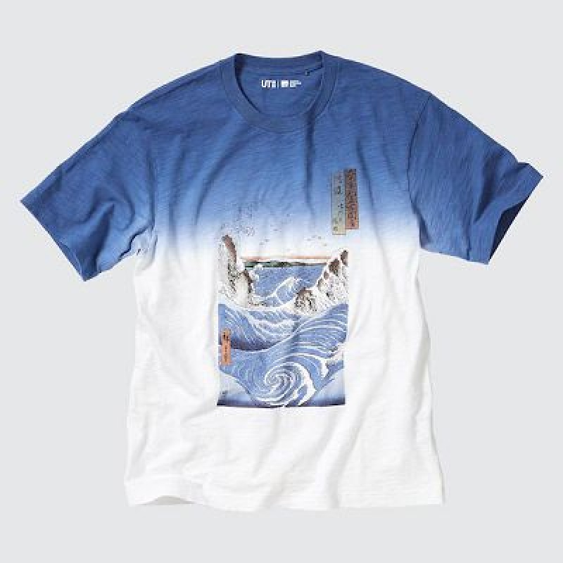 Camiseta Uniqlo Ukiyo-e UT Hombre Azules | 431027_PE