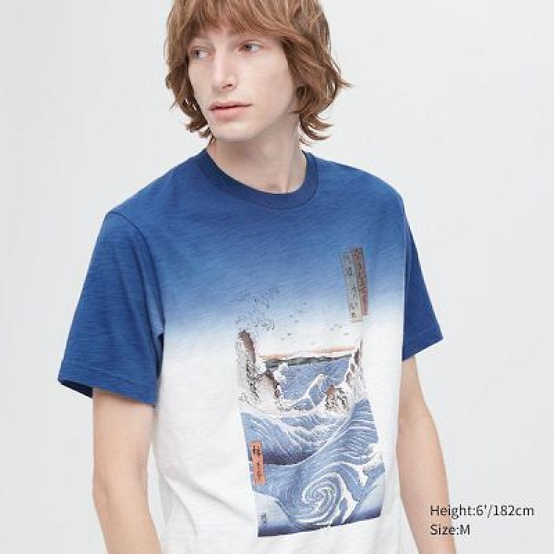 Camiseta Uniqlo Ukiyo-e UT Hombre Azules | 431027_PE