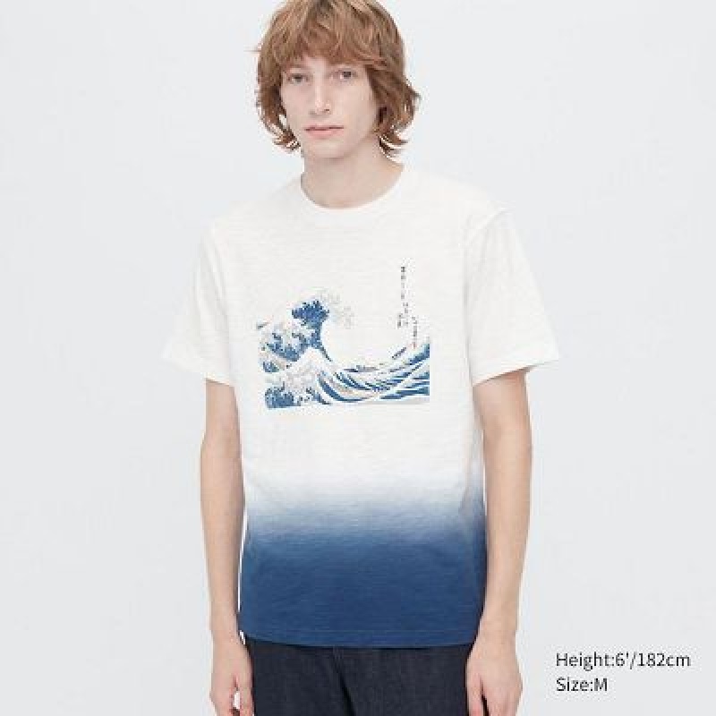 Camiseta Uniqlo Ukiyo-e UT Hombre Blancas | 720346_PE