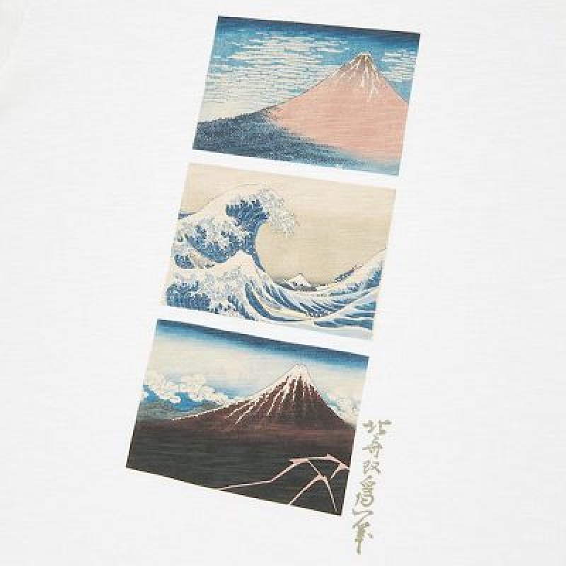 Camiseta Uniqlo Ukiyo-e UT Hombre Blancas | 456390_PE