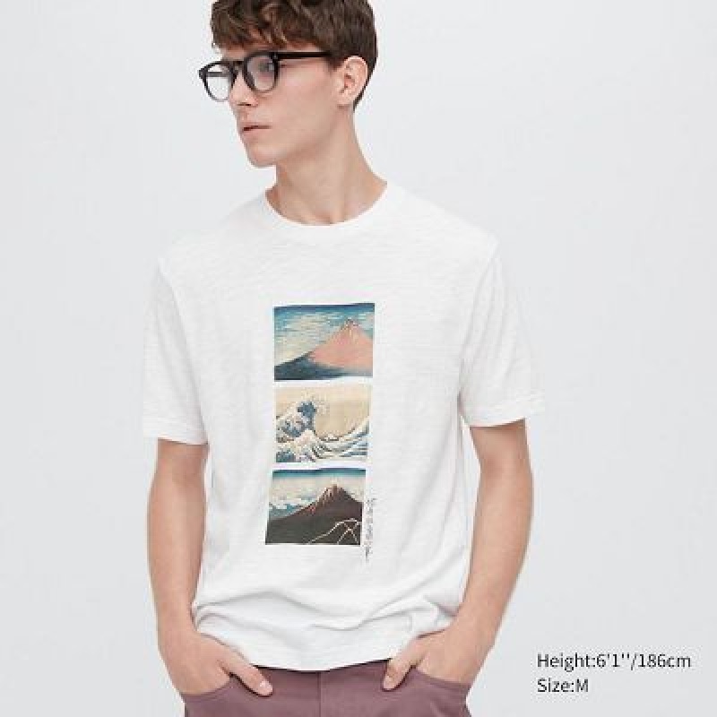 Camiseta Uniqlo Ukiyo-e UT Hombre Blancas | 456390_PE