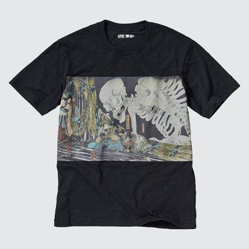 Camiseta Uniqlo Ukiyo-e UT Hombre Negras | 407961_PE