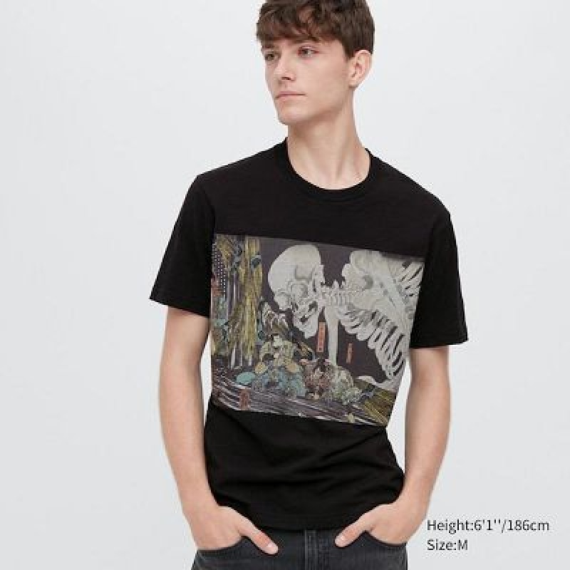 Camiseta Uniqlo Ukiyo-e UT Hombre Negras | 407961_PE