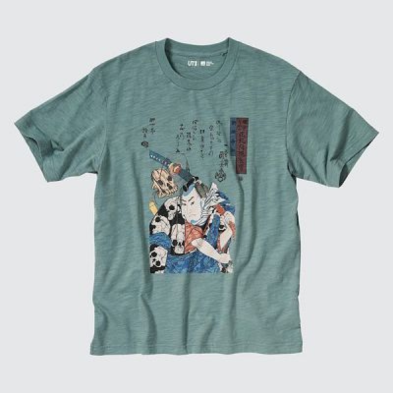 Camiseta Uniqlo Ukiyo-e UT Hombre Verde | 902738_PE