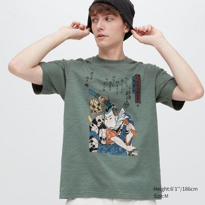 Camiseta Uniqlo Ukiyo-e UT Hombre Verde | 902738_PE