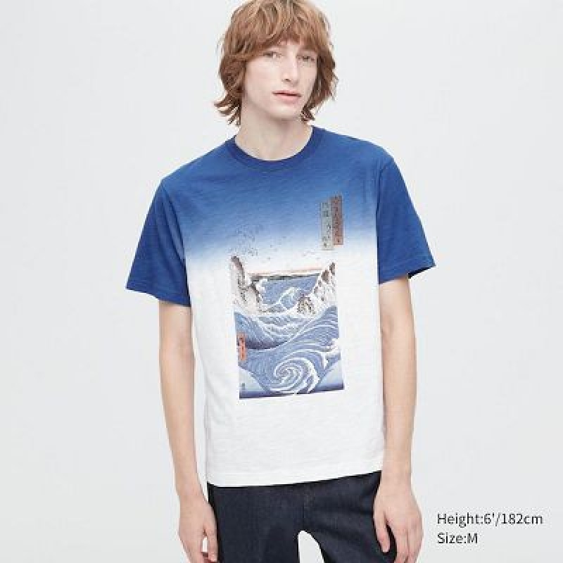 Camiseta Uniqlo Ukiyo-e UT Mujer Azules | 982340_PE