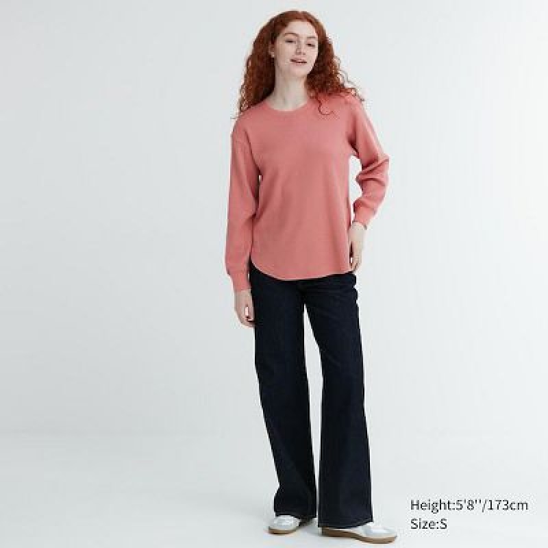 Camiseta Uniqlo Waffle Crew Neck Long-Sleeve Mujer Blancas | 416875_PE