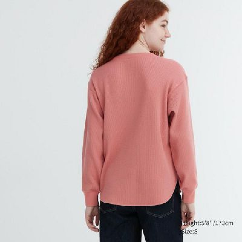 Camiseta Uniqlo Waffle Crew Neck Long-Sleeve Mujer Blancas | 416875_PE